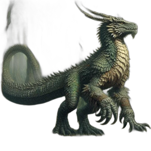 dragon, creature, animal, staff transparent PNG cut-out