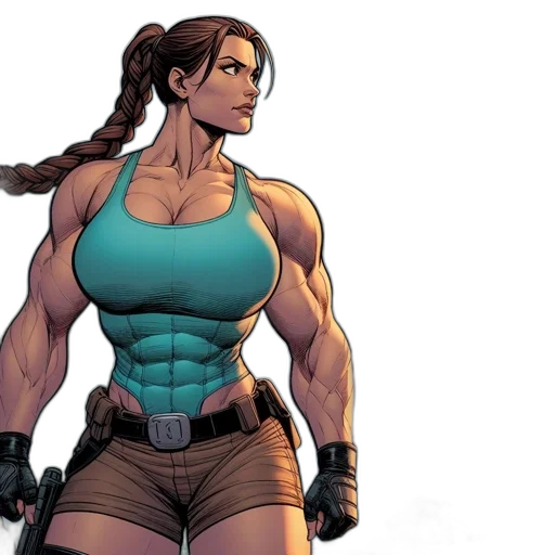 comic book art, concept art, muscular, woman transparent PNG cut-out