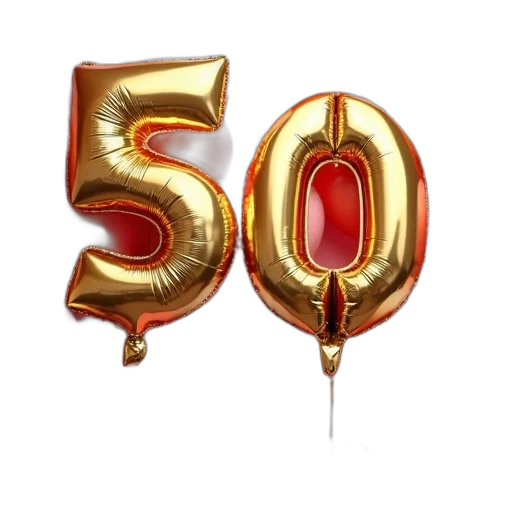 3d render, 50th, birthday, party transparent PNG cut-out