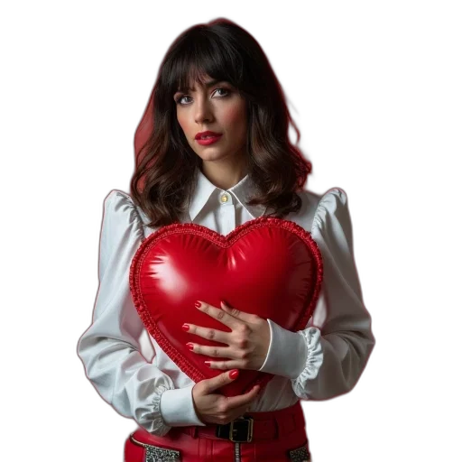jacket, red, woman, 80s transparent PNG cut-out