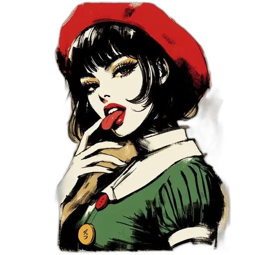 hat, face, jewelry, comic book art transparent PNG cut-out