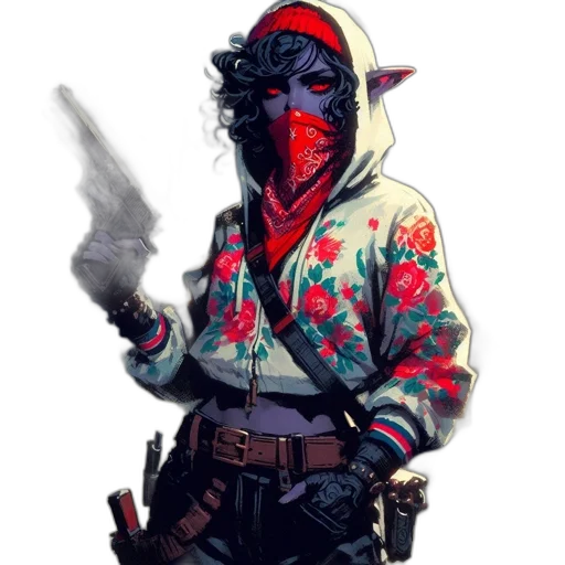 jacket, mask, weapon, staff transparent PNG cut-out
