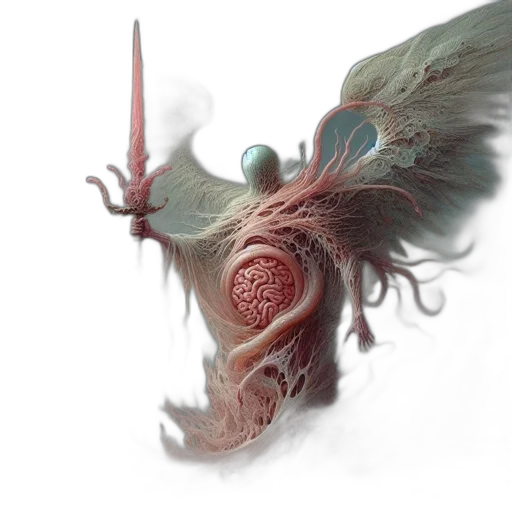 dragon, creature, sword, hair transparent PNG cut-out