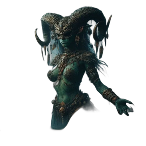 creature, dragon, mask, staff transparent PNG cut-out