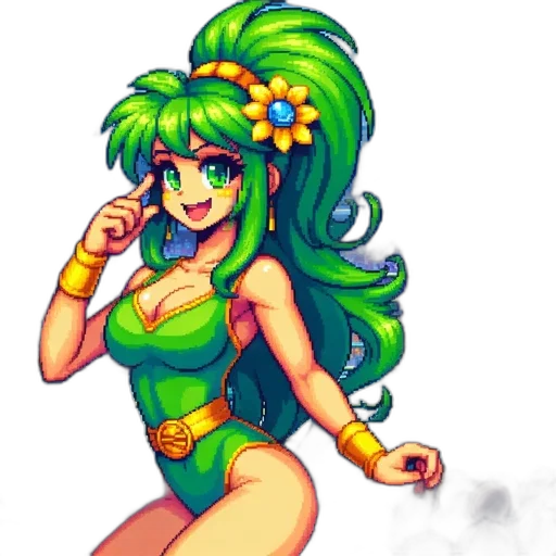 dress, flower, staff, pixel art transparent PNG cut-out