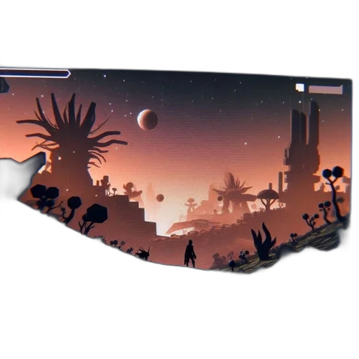 concept art, otherworldly, setting, features transparent PNG cut-out