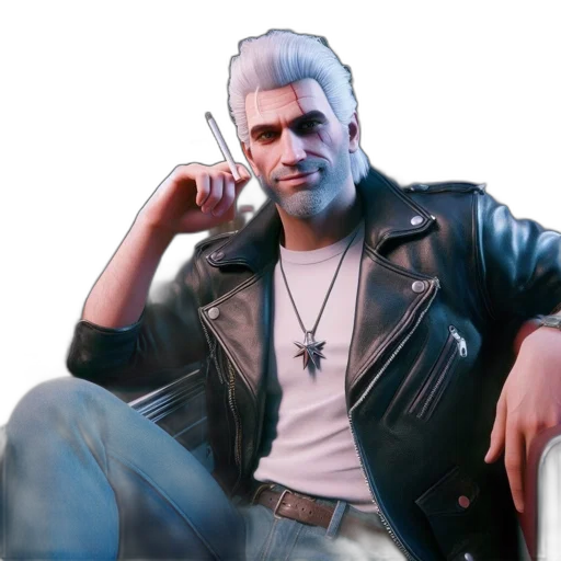 jacket, weapon, face, staff transparent PNG cut-out