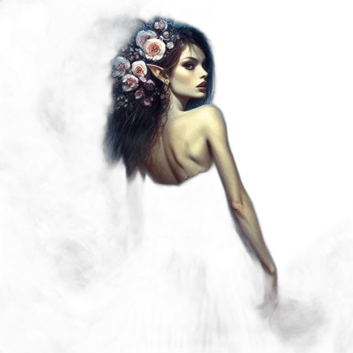 dress, flower, fantasy art, concept art transparent PNG cut-out