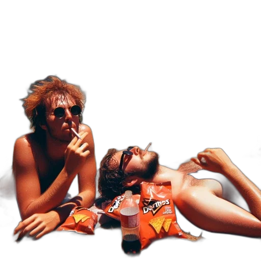 vaporwave, photorealistic, fire, man transparent PNG cut-out