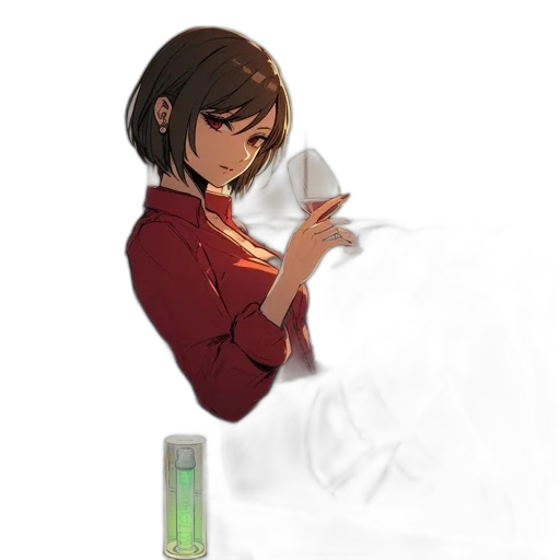 bottle, jacket, dress, face transparent PNG cut-out