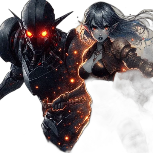 concept art, fantasy art, comic book art, cyberpunk transparent PNG cut-out