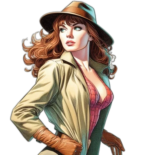 hat, jacket, staff, comic book art transparent PNG cut-out