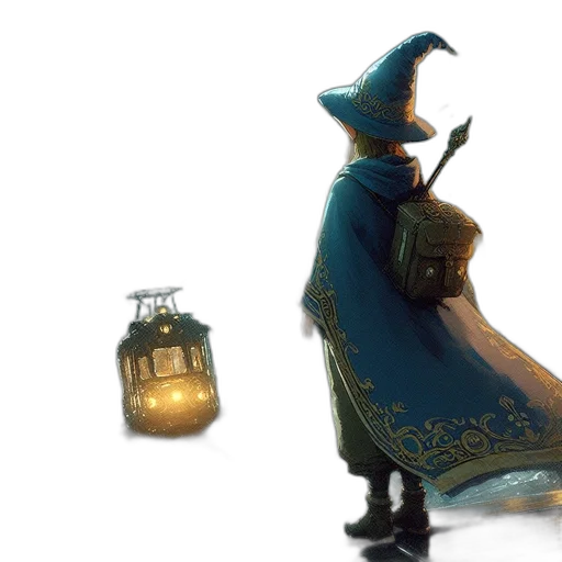 hat, bottle, staff, dress transparent PNG cut-out