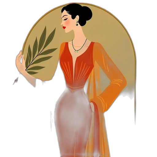 dress, jewelry, staff, concept art transparent PNG cut-out