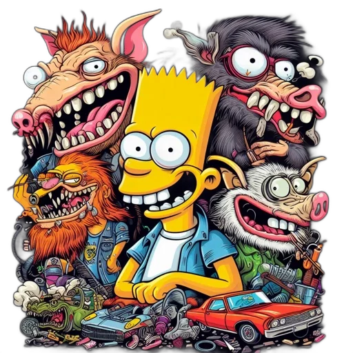 creature, mask, car, comic book art transparent PNG cut-out