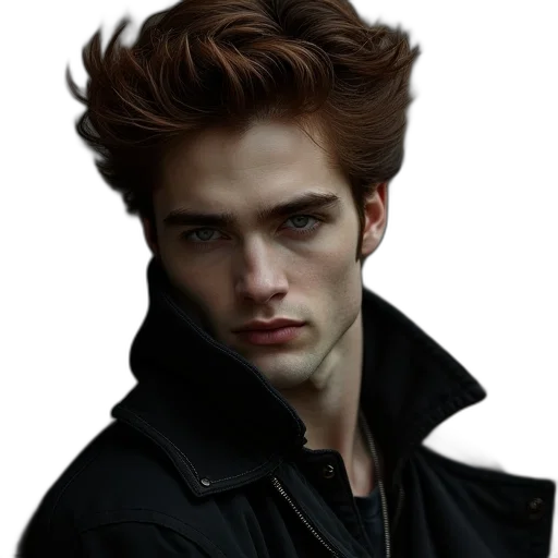 jacket, hair, face, creature transparent PNG cut-out