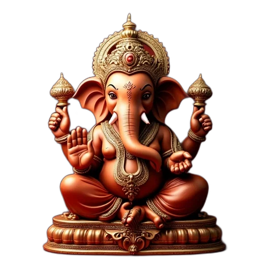 3d render, photorealistic, ganesha, gold transparent PNG cut-out