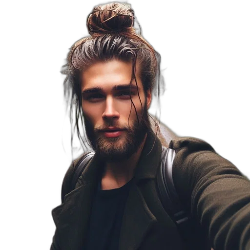 hair, jacket, face, creature transparent PNG cut-out