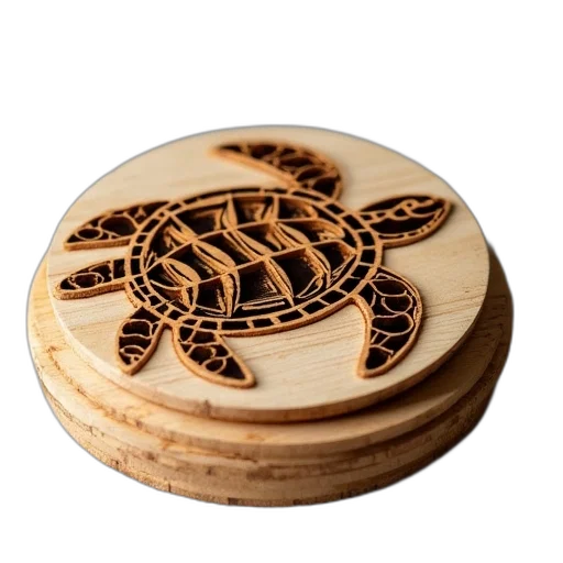 3d render, wooden, laser, cut transparent PNG cut-out