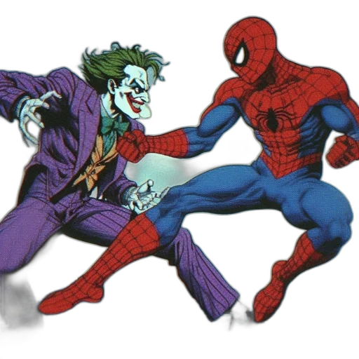 comic book art, concept art, spider-man, joker transparent PNG cut-out