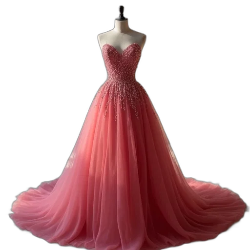 dress, 3d render, photorealistic, red transparent PNG cut-out
