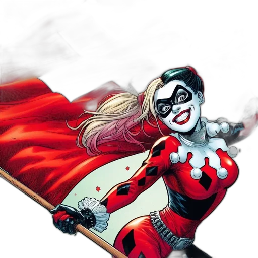 comic book art, concept art, red, harley transparent PNG cut-out