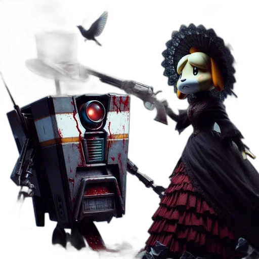 robot, weapon, concept art, 3d render transparent PNG cut-out