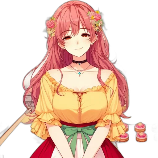 staff, dress, flower, crown transparent PNG cut-out