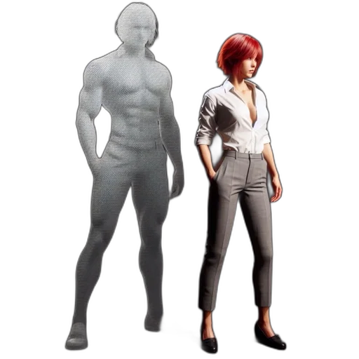 creature, robot, staff, jacket transparent PNG cut-out