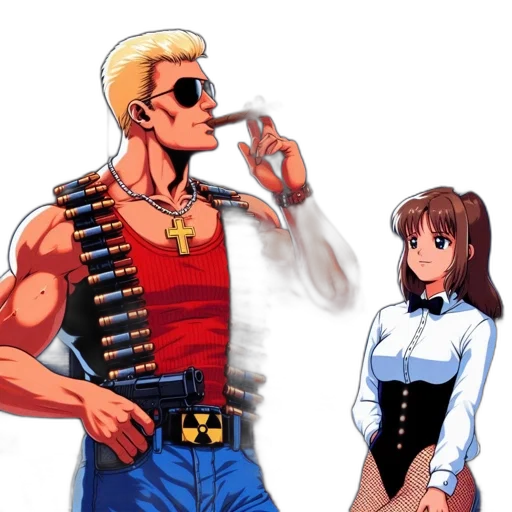 jacket, weapon, anime, vaporwave transparent PNG cut-out