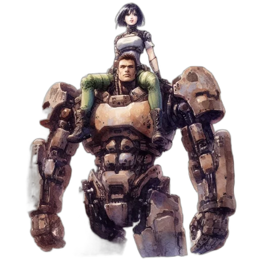 robot, weapon, concept art, 3d render transparent PNG cut-out
