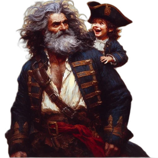 photorealistic, oil painting, concept art, pirate transparent PNG cut-out