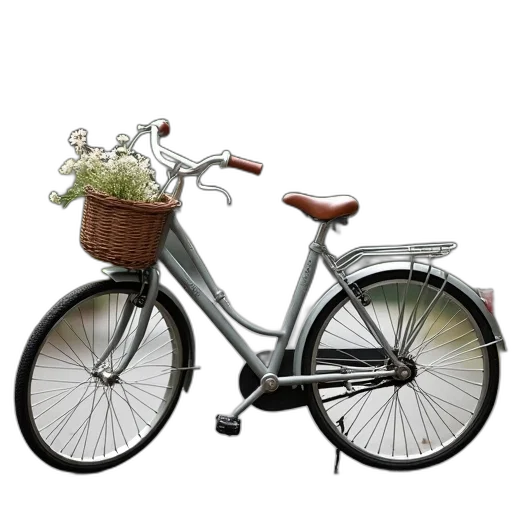 photorealistic, 3d render, silver, bicycle transparent PNG cut-out
