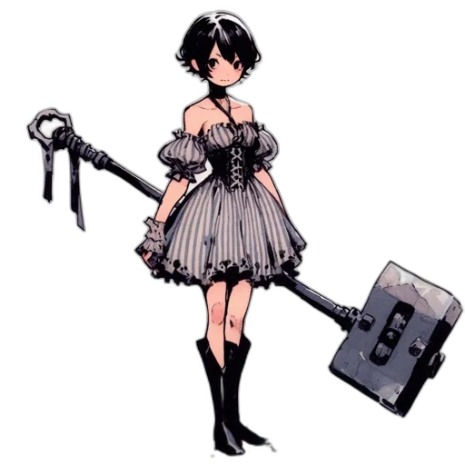 weapon, staff, dress, robot transparent PNG cut-out