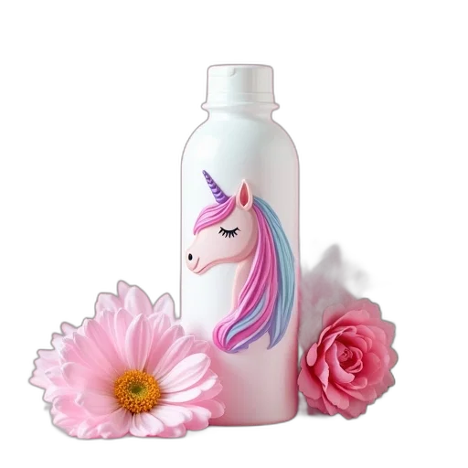 bottle, photorealistic, 3d render, vaporwave transparent PNG cut-out