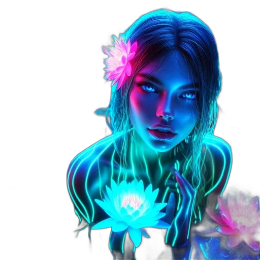 flower, concept art, fantasy art, cyberpunk transparent PNG cut-out