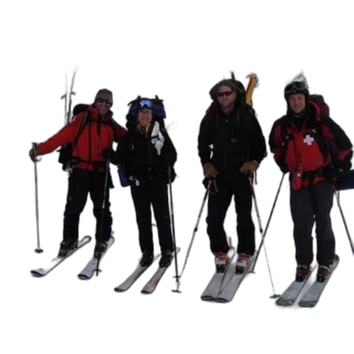 staff, four, skiers, pose transparent PNG cut-out