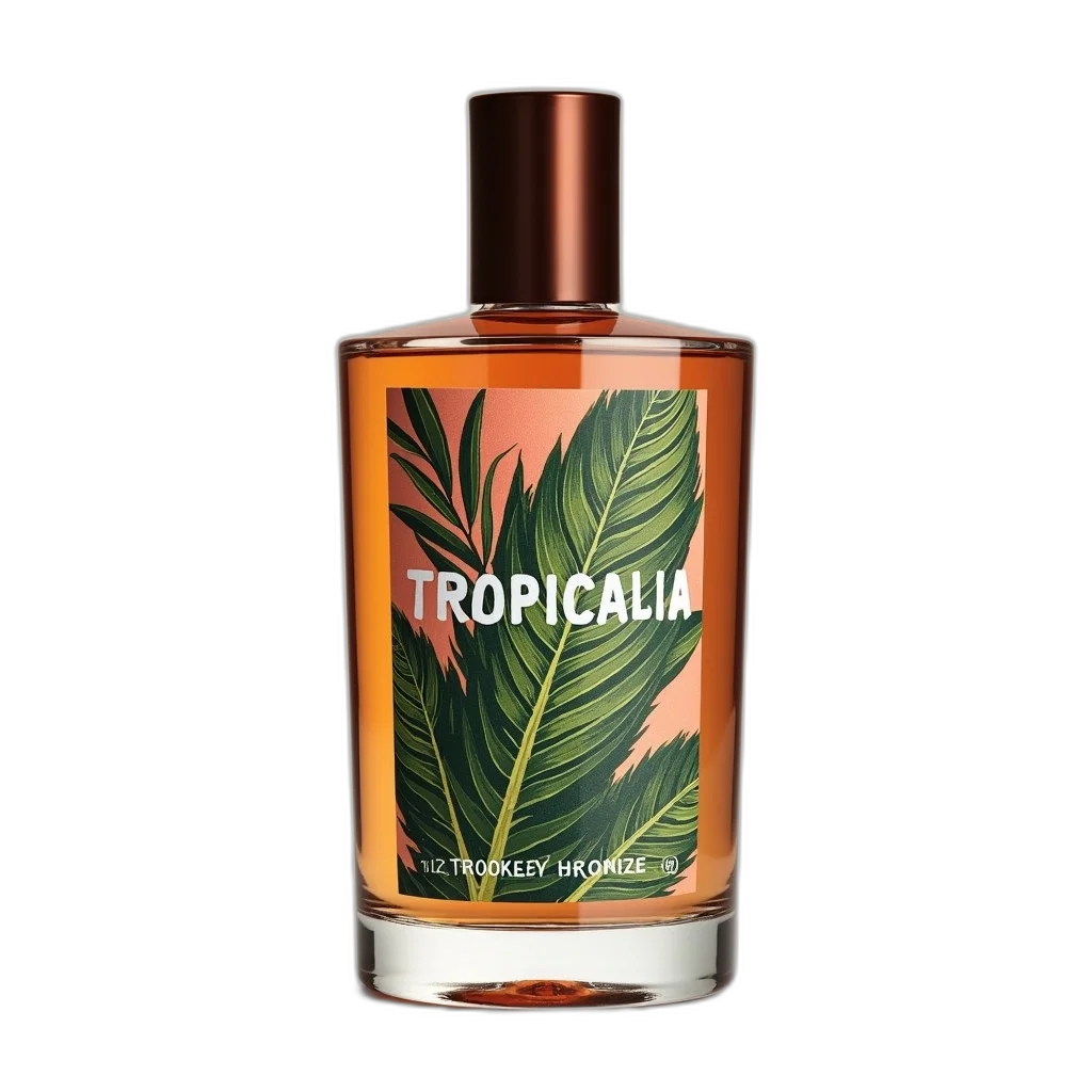bottle, photorealistic, bronzer, tropical transparent PNG cut-out