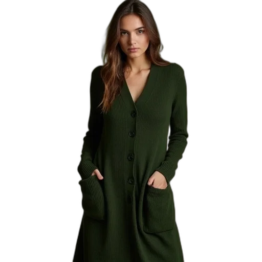 dress, jacket, green, earth tones transparent PNG cut-out