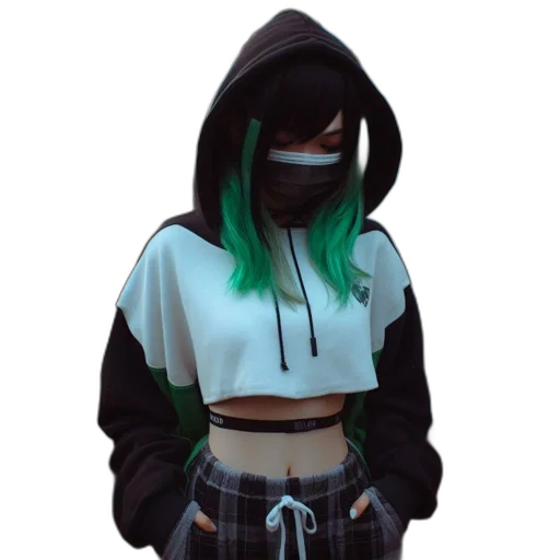 jacket, mask, staff, cyberpunk transparent PNG cut-out