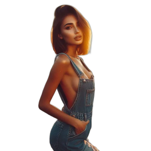 dress, hair, face, jacket transparent PNG cut-out