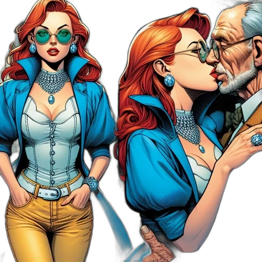 comic book art, concept art, two, panels transparent PNG cut-out