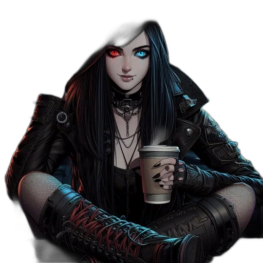 jacket, face, fantasy art, cyberpunk transparent PNG cut-out
