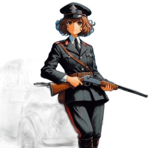 weapon, staff, hat, jacket transparent PNG cut-out