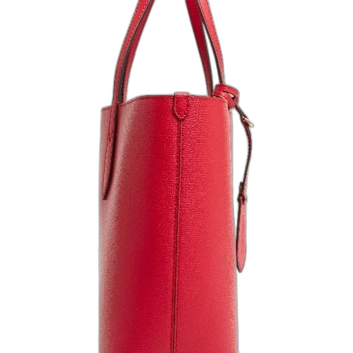 red, vibrant, leather, tote transparent PNG cut-out