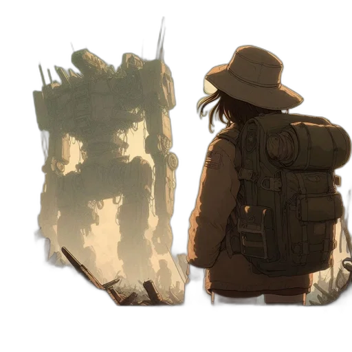 jacket, hat, creature, weapon transparent PNG cut-out