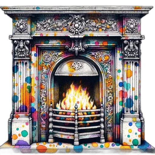 furniture, photorealistic, fire, colorful transparent PNG cut-out