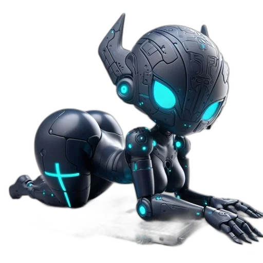 robot, concept art, 3d render, cyberpunk transparent PNG cut-out