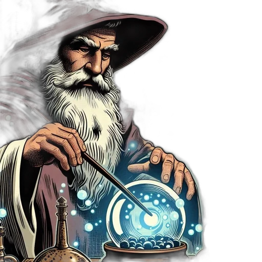 fantasy art, comic book art, concept art, wise transparent PNG cut-out