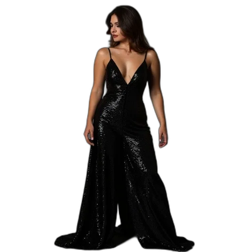 dress, woman, black, sequin transparent PNG cut-out